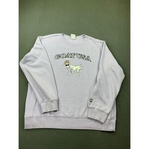 GOAT USA‎ Sweatshirt Mens XL Purple Crewneck Fleece Pullover Graphic Goat Logo